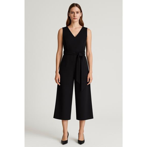 Calvin Klein Women’s Black Jumpsuit Size 8 Wide-Leg, Elegant Dressy One-Piece - Picture 1 of 13